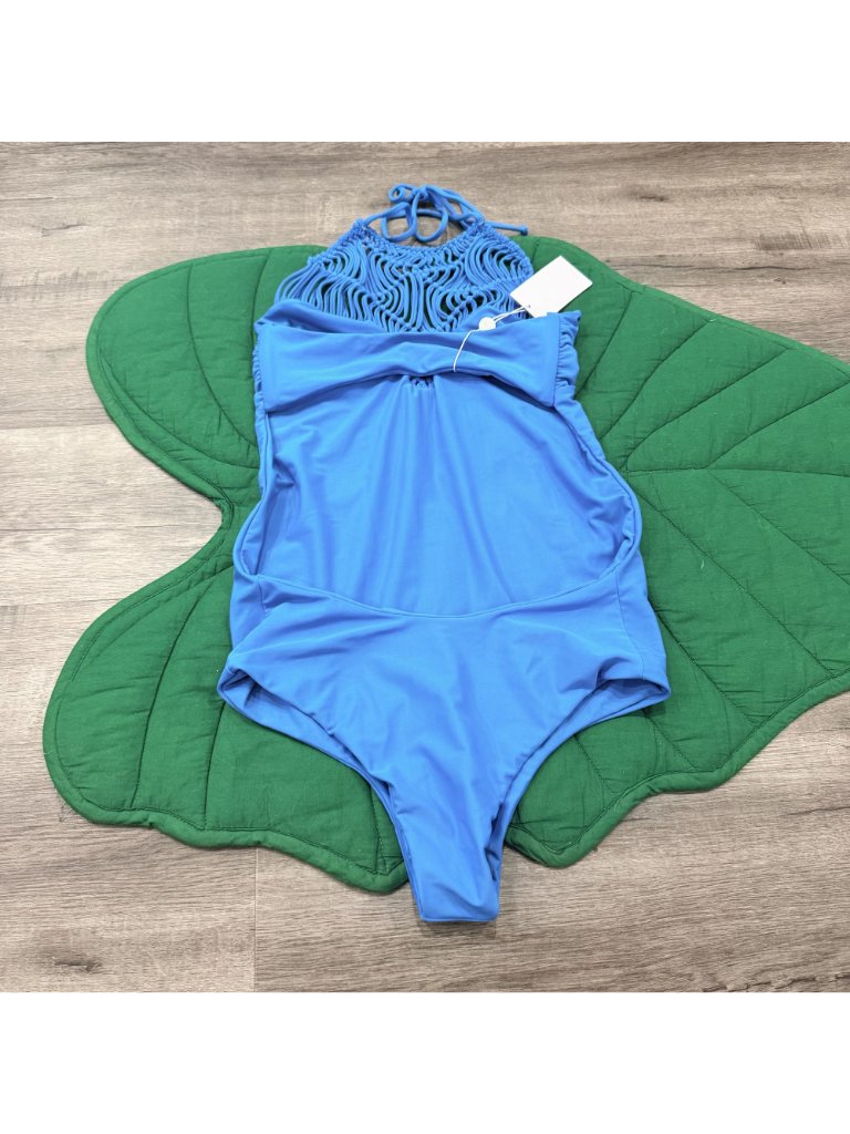Mikoh Swim Womens Xl Moorea Azure Blue Macrame One Piece Bathing Suit — image 2 of 8